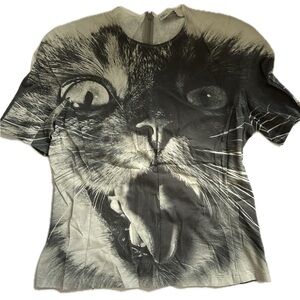 Tory Burch Black and Gray Cat Print Short Sleeve Tee 10